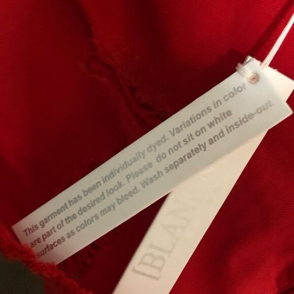 Blank NYC Red Distressed Cutoff Jean Shorts - Picture 9 of 10